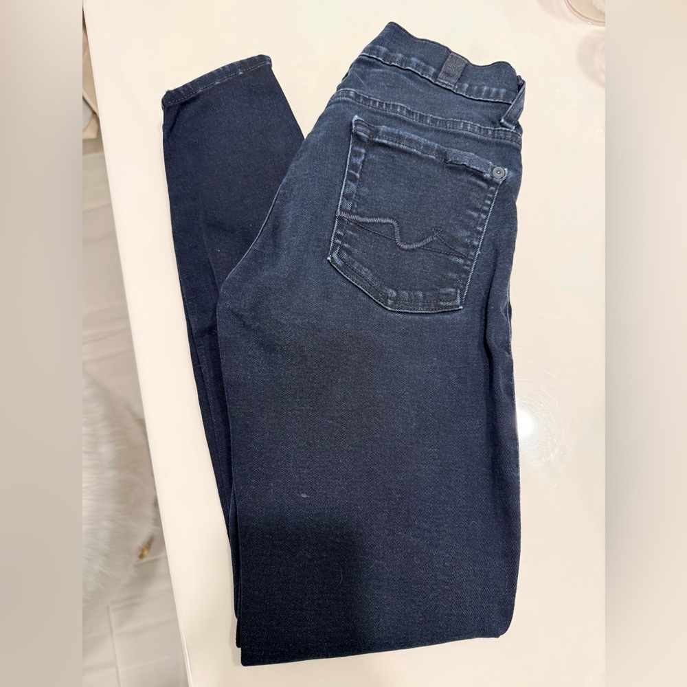 7 For All Mankind Gwenevere Dark Blue Jeans with Swarovski Crystal/Stud Detail